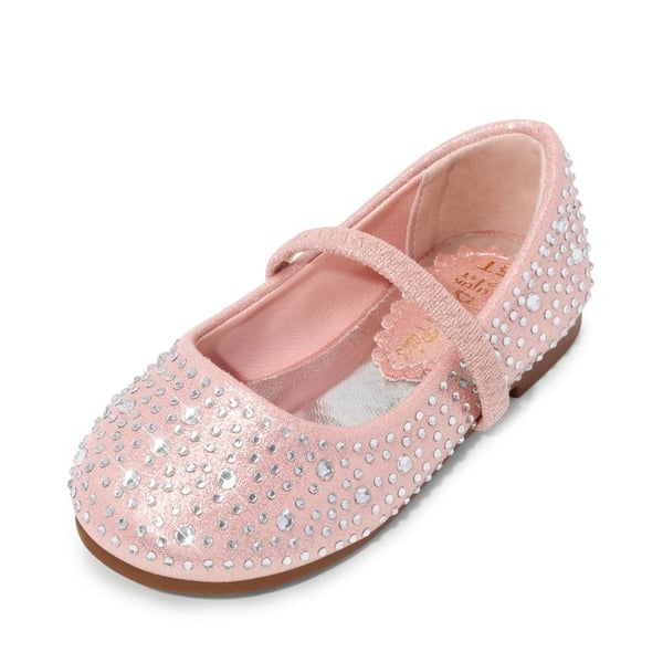 Girl's Rhinestone Ballet Flats - PINK SUEDE -  0